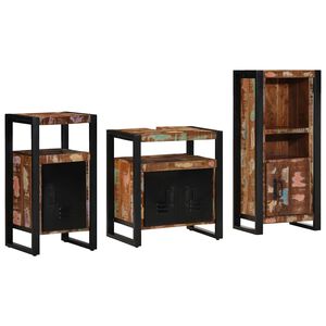 vidaXL Set de mobilier pentru baie 3 buc. Multicolor și negru