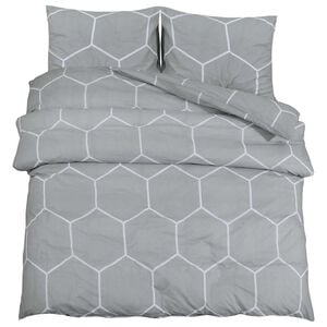 vidaXL Set cu husă de pilotă, gri și alb, 220x240 cm, bumbac