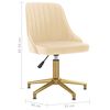 vidaXL Scaune de bucătărie pivotante, 2 buc., crem, catifea