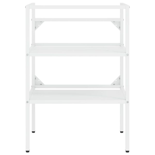 vidaXL Cadru lavoar baie cu chiuvetă încorporată, alb, fier