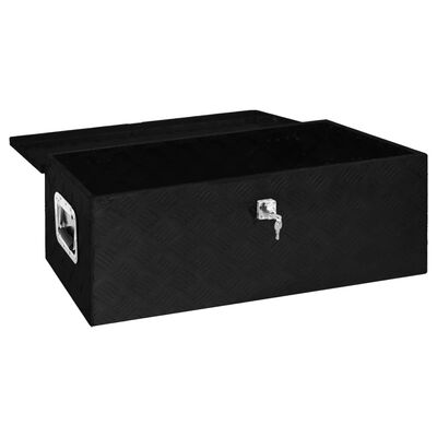 vidaXL Cutie de depozitare, negru, 80x39x30 cm, aluminiu