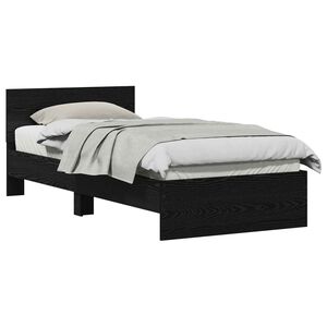 vidaXL Cadru de Pat cu Tăblie Stejar Negru 90 x 200 cm Lemn prelucrat