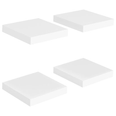 vidaXL Rafturi de perete suspendate, 4 buc., alb, 23x23,5x3,8 cm, MDF