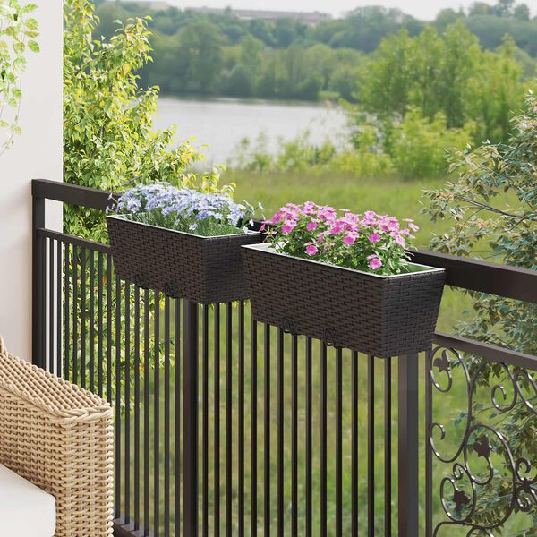 vidaXL Balustradă 2 pcs Negru 50 x 17 x 17 cm Metal