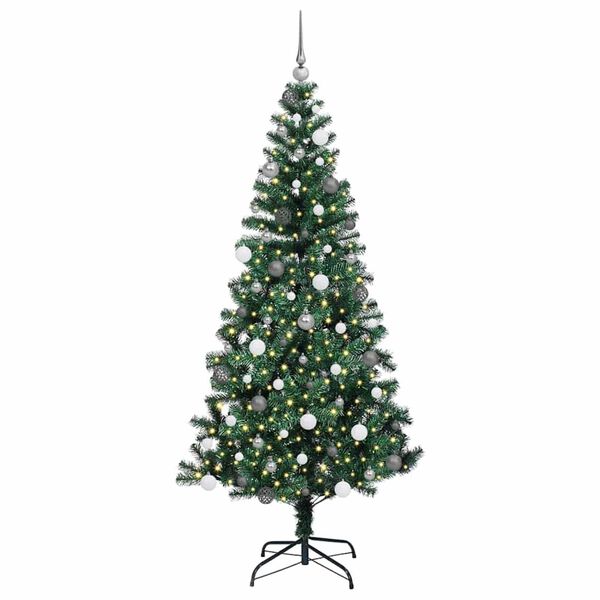 vidaXL Pom de Crăciun artificial pre-iluminat cu 300 LED Verde 210 cm