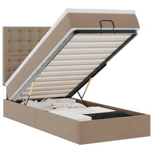 vidaXL Pat otoman cu saltea, cappucino, 90x190cm, piele ecologică