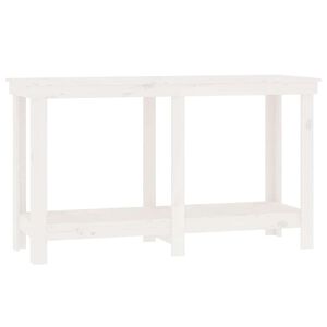 vidaXL Banc de lucru, alb, 140x50x80 cm, lemn masiv pin