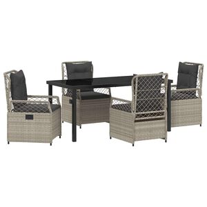 vidaXL Set de masă pentru grădină 5 pcs Gri deschis poliratan