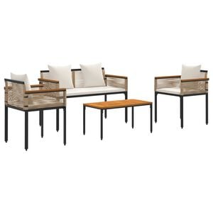 vidaXL Set de Mobilier pentru Exterior Bej și alb crem poliratan