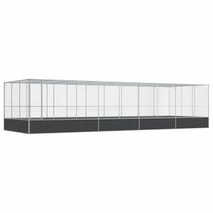 vidaXL Voliera de păsări cu extensie, argintiu, 932x307x212 cm, oțel
