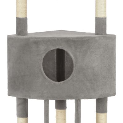 vidaXL Ansamblu pentru pisici, stâlp cu funie de sisal, gri, 180 cm