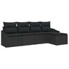 vidaXL Set de canapea cu pernă cu depozitare 5 pcs Negru poliratan