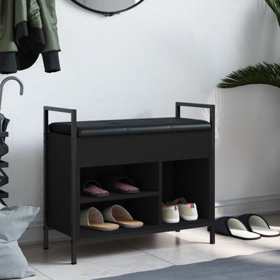 vidaXL Bancă de pantofi, negru, 65,5x32x57,5 cm, lemn prelucrat