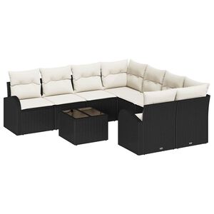 vidaXL Set de canapele pentru grădină Negru 55 x 55 x 37 cm poliratan