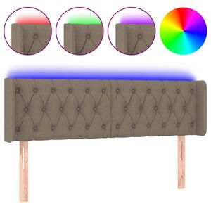 vidaXL Tăblie de pat cu LED, gri taupe, 163x16x78/88 cm, textil