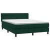 vidaXL Pat box spring cu saltea, verde &icirc;nchis, 160x220 cm, catifea