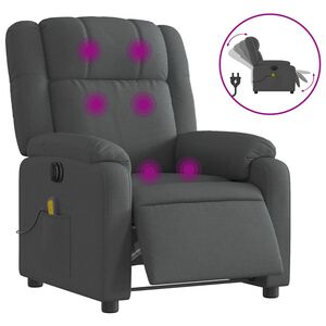 vidaXL Fotoliu electric de masaj rabatabil, gri &icirc;nchis, textil