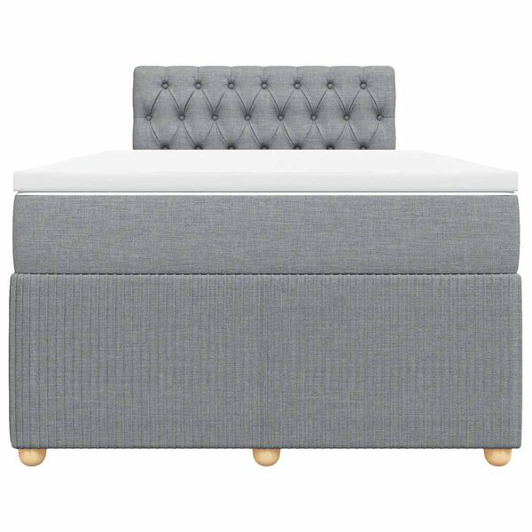 vidaXL Pat box spring cu saltea, gri deschis, 120x190 cm, textil