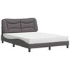 vidaXL Pat cu saltea, Hvar, gri, 120x200 cm, piele ecologică