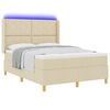 vidaXL Pat cu arcuri cu saltea cu headboard Crem 160 x 200 cm țesătură