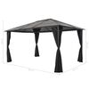 vidaXL Pavilion cu perdea, negru, 4 x 3 x 2,6 m, aluminiu