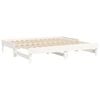 vidaXL Pat de zi extensibil, alb, 2x(75x190) cm, lemn masiv de pin