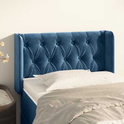 vidaXL Tăblie pat cu aripioare albastru închis 83x16x78/88 cm catifea