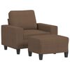 vidaXL Fotoliu canapea cu taburet, maro, 60 cm, material textil