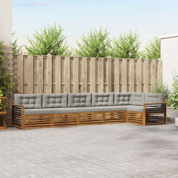 vidaXL Set de canapele de exterior 6 pcs Gri natural și deschis