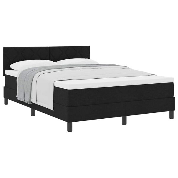 vidaXL Pat cu arcuri cu headboard Manual Negru 160 x 200 cm țesătură