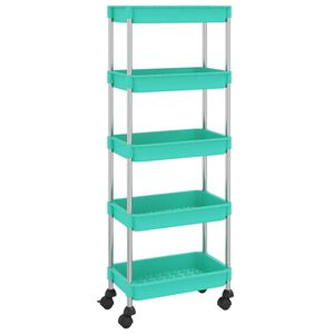 vidaXL Cărucior de bucătărie 5 niveluri turcoaz 42x29x128 cm fier/ABS