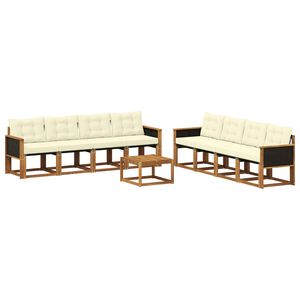 vidaXL Set de canapele de exterior cu pernă 9 pcs Natural și Crem