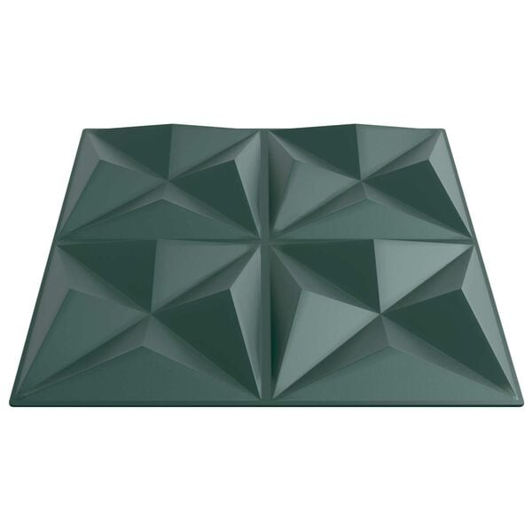 vidaXL Panouri de perete 12 pcs Verde Origami 50 x 50 cm Spumă XPS