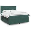 vidaXL Pat box spring cu saltea, verde &icirc;nchis, 180x200 cm, catifea