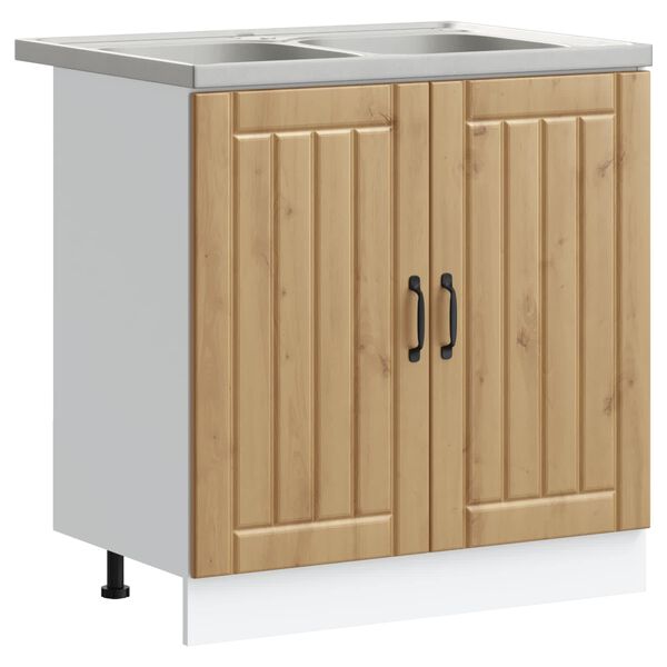 vidaXL Dulap baza chiuvetă Lucca 2 pcs Stejar Artizanal Lemn compozit