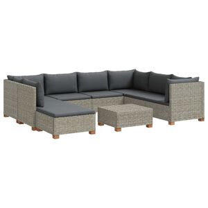 vidaXL 9 buc. Set de lounge din ratan cu perne GENDT Ratan Natural