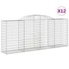 vidaXL Coșuri gabion arcuite 12 buc. 300x50x120/140 cm fier galvanizat
