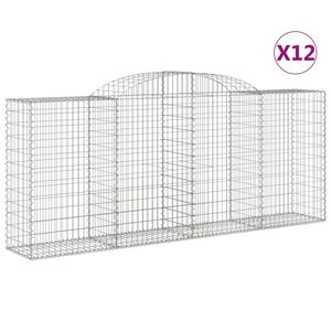 vidaXL Coșuri gabion arcuite 12 buc. 300x50x120/140 cm fier galvanizat