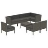 vidaXL Set mobilier de grădină cu perne, 9 piese, gri, poliratan