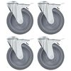 vidaXL Roți pivotante cu gaură șurub, fr&acirc;ne duble, 4 buc., 125 mm