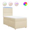 vidaXL Pat box spring cu saltea, crem, 90x200 cm, textil