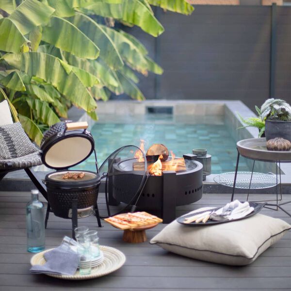 Livoo Vatră 2 &icirc;n 1 cu grătar, negru, 59,5 cm