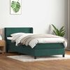 vidaXL Pat box spring cu saltea, verde &icirc;nchis, 80x210 cm, catifea