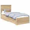 vidaXL Cadru de pat Sonoma și argintiu 75 x 190 cm Lemn prelucrat