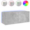 vidaXL Comodă TV de perete cu lumini LED, gri beton, 100x35x41 cm