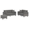 vidaXL Set de canapele cu perne, 3 piese, gri &icirc;nchis, microfibră