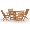 vidaXL Set de mobilier de exterior pliabil, 5 piese, lemn masiv de tec