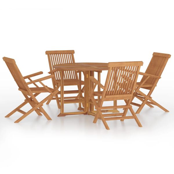 vidaXL Set de mobilier de exterior pliabil, 5 piese, lemn masiv de tec