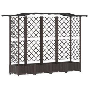 vidaXL Pat Ridicat cu Trellis și Acoperiș Maro 203,5 x 40 x 125 cm PP