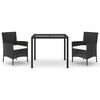 vidaXL Set mobilier de grădină cu perne, 3 piese, negru, poliratan